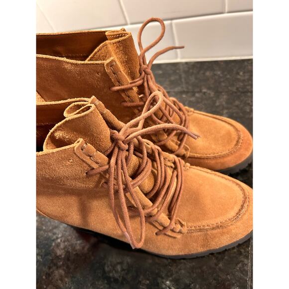 Circus by Sam Edelman Denver Saddle Suede Ankle Boots‎ Block Heel Brown Size 8.5 - Picture 7 of 11